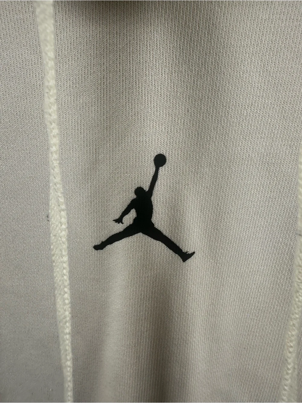 W247. Jordan Light Cream Hoodie with Black Jumpman Logo